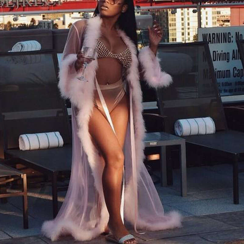 Sexy Lingerie Summer Women's Plus Size Bathrobe Long Lace-Up Mesh Nightdress Sexy Nightgown Lingerie Set Women Lingerie