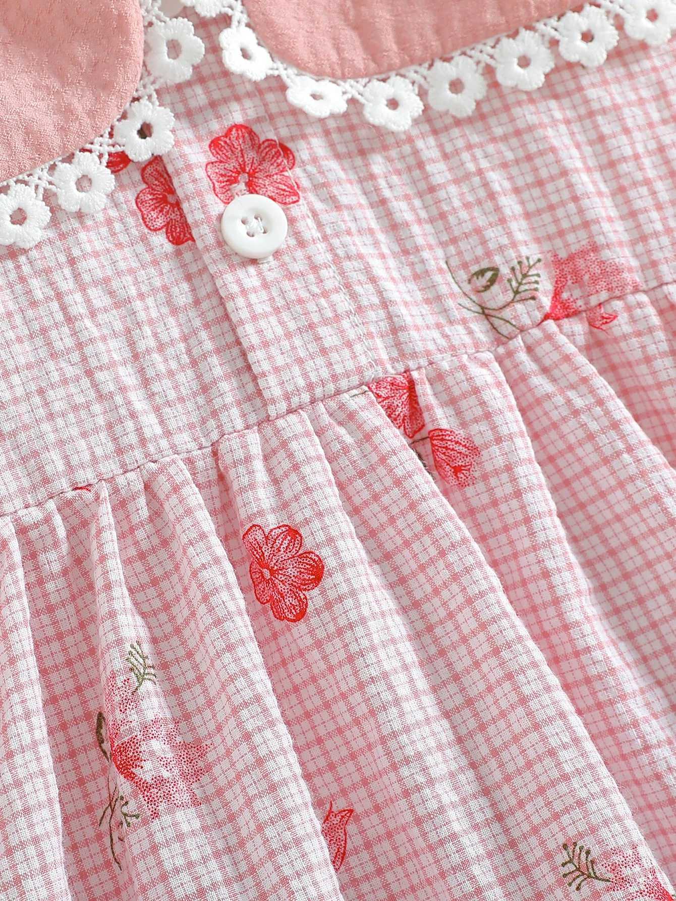 Kids Girls Summer Sleless 2025 1-6Y Print Floral Fashion Peter Pan Collar Casual Daily Dress Children Clothing R250704