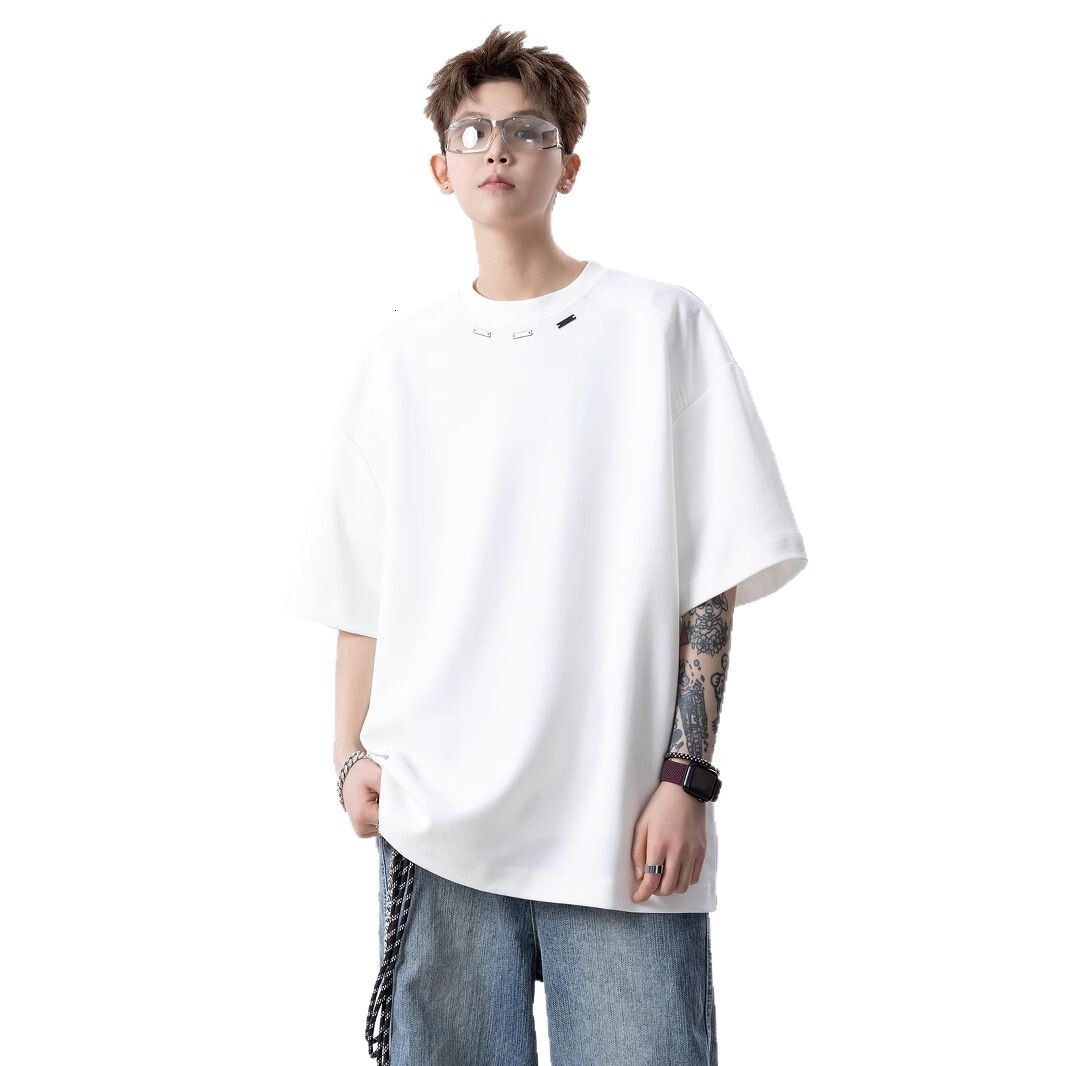 White Cleanfit Short Sleeve T-shirt For Men And Women 2025 New Summer American Designer Short Sleeves Style Heavy Cotton Inner Wear Half Sleeve Trendy