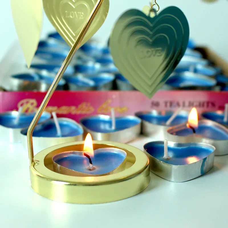 50pcs Heart Aromatherapy Candle Birthday Romantic Smokeless Candle Gift Props Wedding Decoration Round Tea Candle Light Tea Wax W250704
