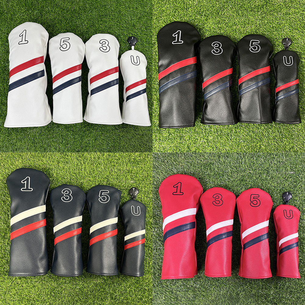 Simple atmosphere Golf Woods Headcovers Covers For Driver Fairway Clubs Set Heads PU Leather Unisex 240122