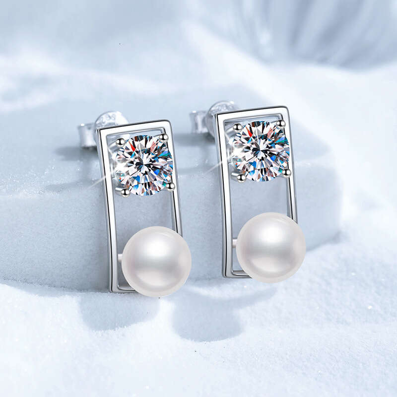 S925 Pure S925ier Women, Light French S925tyle Geometric EarringS925, D Color 1 caratS925 MoiS925S925anite EarringS925 for Women fd0