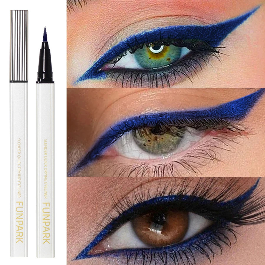 1PC Blue Quick Drying Liquid Eyeliner Pen Waterproof Smooth Long Lasting Colourful Pigment Eye Liner Pen Makeup Eye Beauty 250704