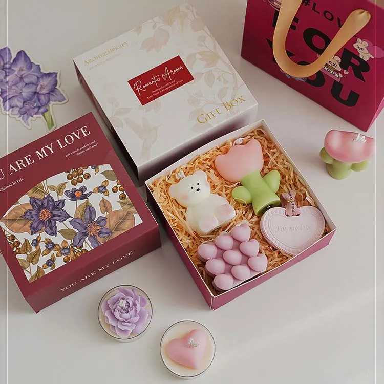 Home Decorative Bear Candles Personalized Guest Gift Candle Gift Box Set for Wedding Valentines Day W250704