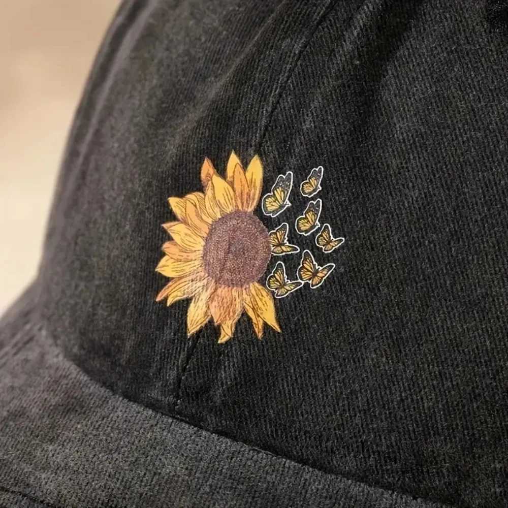 Flower Hat Washing Printing Sunshade Outdoor Cap Duck Tongue Cap Men Wens Solid Color Suower Denim Cap X250704