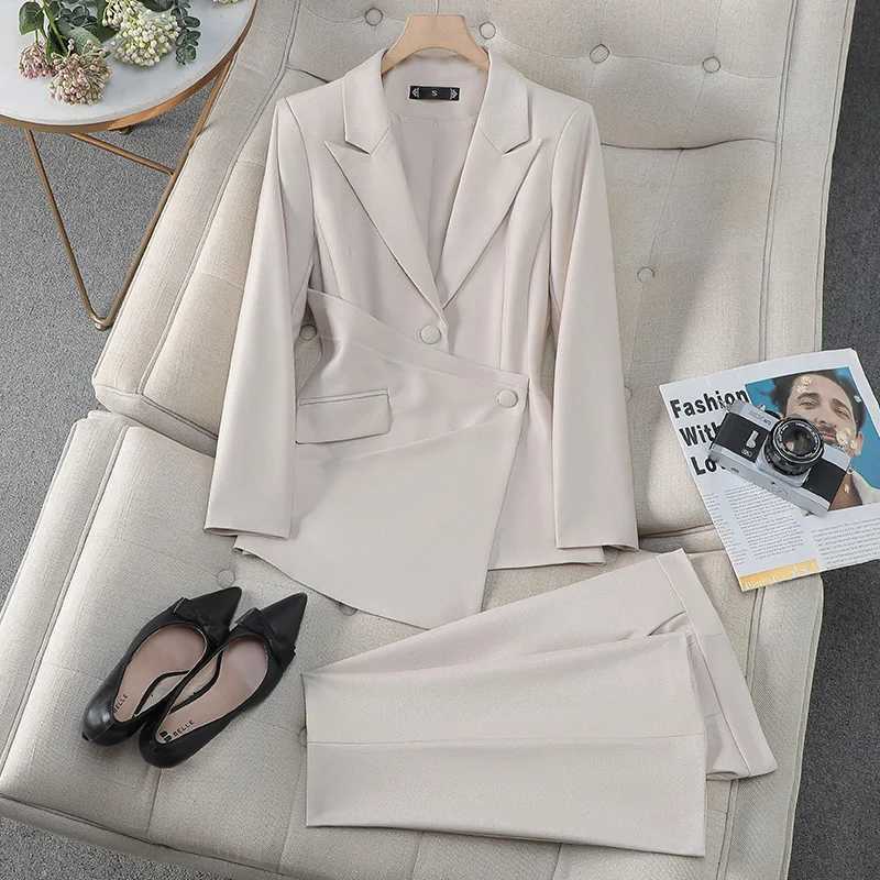ZJYT Elegant Business Chic Formal Blazer Pant Sets Two Piece Womens Outfit Plus Size Clothing Spring 2025 Jacket Trousers Suits X250704