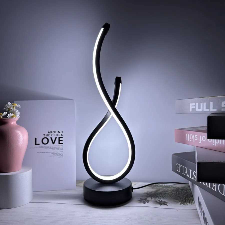 Creative Spiral LED Night Light Dimmable 3 Colors Table Night Lamp for Living Room Office Desk Bedroom Bedside Decor USB Plug-in XJ250703
