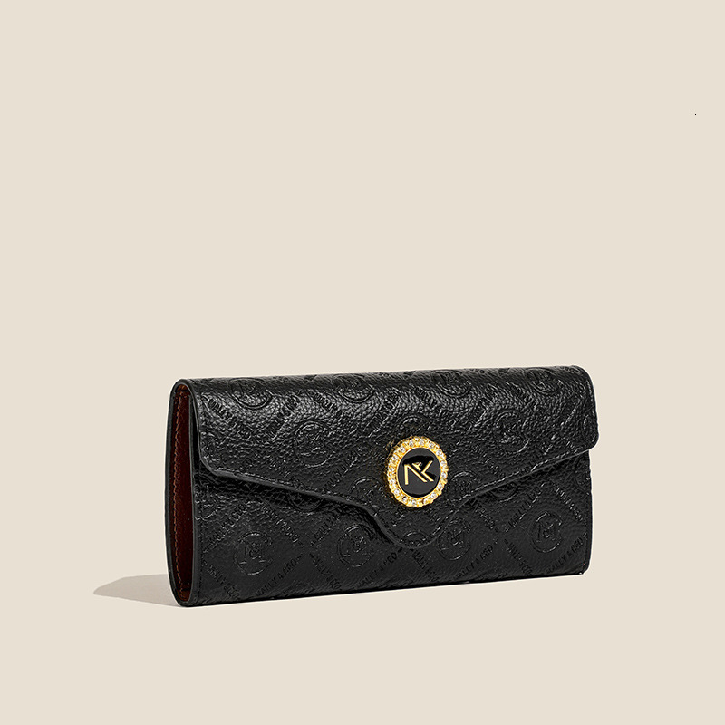 Free Shipping Designer Bag New Black Solid Color Chanel Style High-end Embossed Women's Wallet Multi-card Slot Coin Purse Fast Delivery