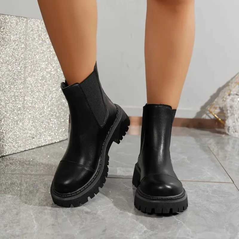 Square Heel Lolita Boots Womens Low Shoes Designer Chelsea Round Toe Boots-Women Ankle Med Ladies Fashion Spring Autumn Z250704
