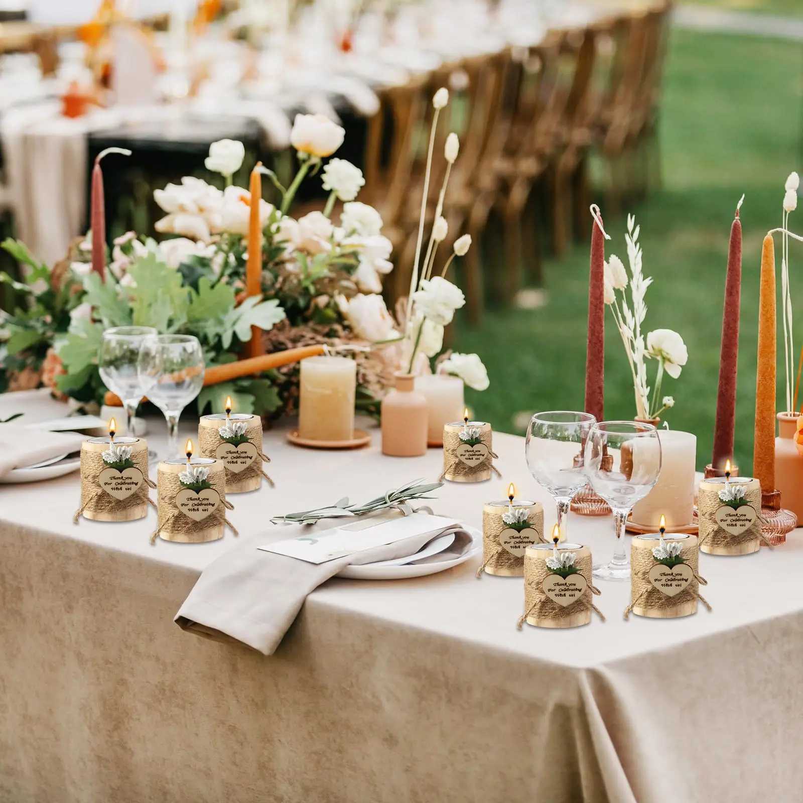 10-50Pcs Wedding Candles Favors for Guests Gift Wood Tealight Candle Holder Bulk Bridal Shower Tealight Holder Thank You Gifts W250704