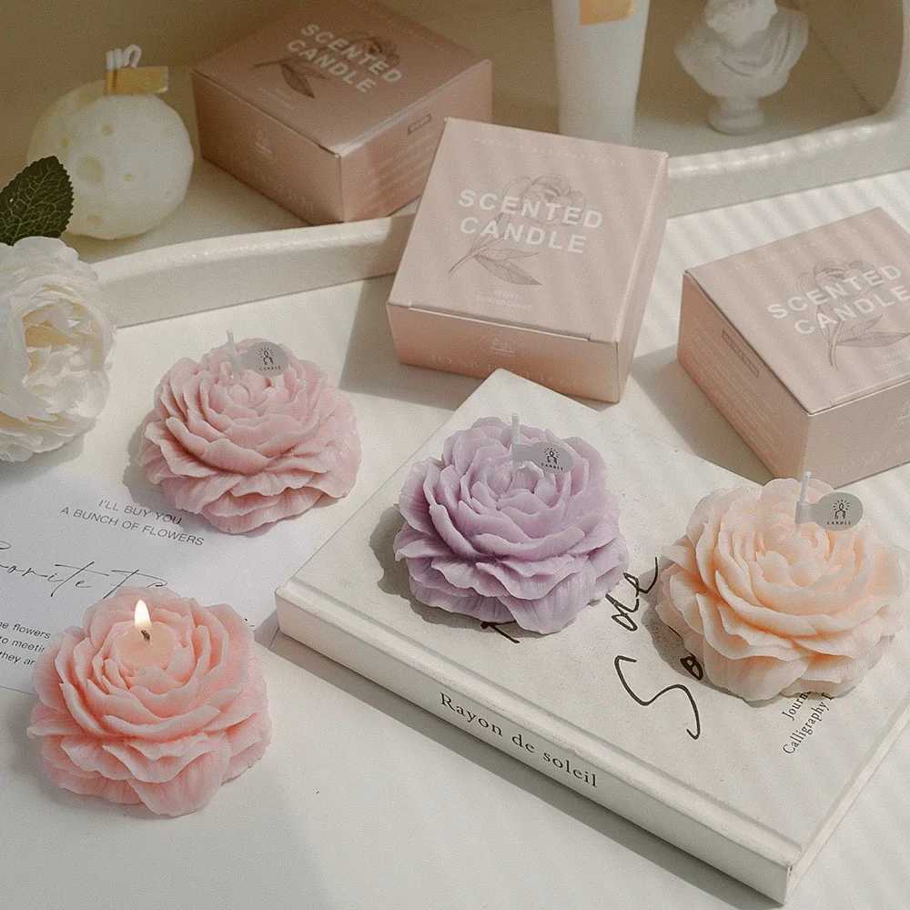 1 pack peony flower scented candle suitable for holiday and wedding parties indoor use bedroom and restaurant decoration W250704