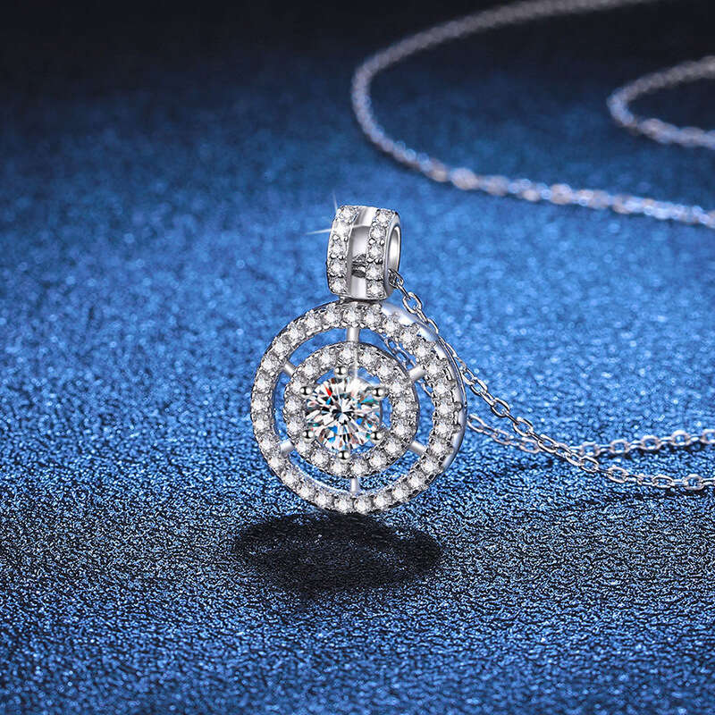 High-End S925tyle with Pendant, S925 Pure S925ier Necklace, Clavicle Chain, D Color MoiS925S925anite Necklace for Women 0ed