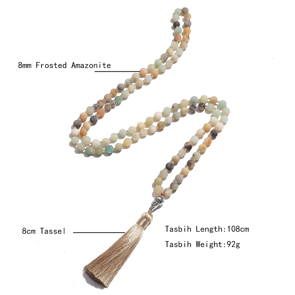 Tasbih Prayer 99 Prayer Beads Islamic Rosary 8mm ite Knotted Necklace Bracelet Muslim Jewelry 250628