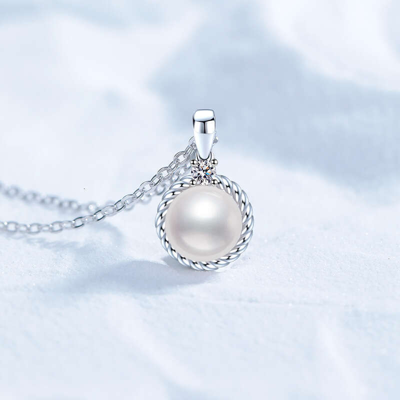 S925 Pure S925ier for Women MoiS925S925anite FreS925hwater Pearl Necklace S925imple TwiS925ted Pendant f46