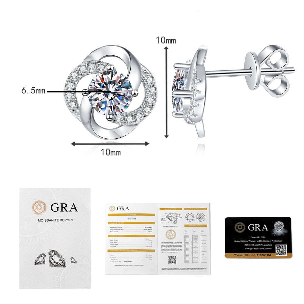 S925 Pure S925ier for Women Four-Leaf Clover Elegant S925imple MoiS925S925anite EarringS925 1e1