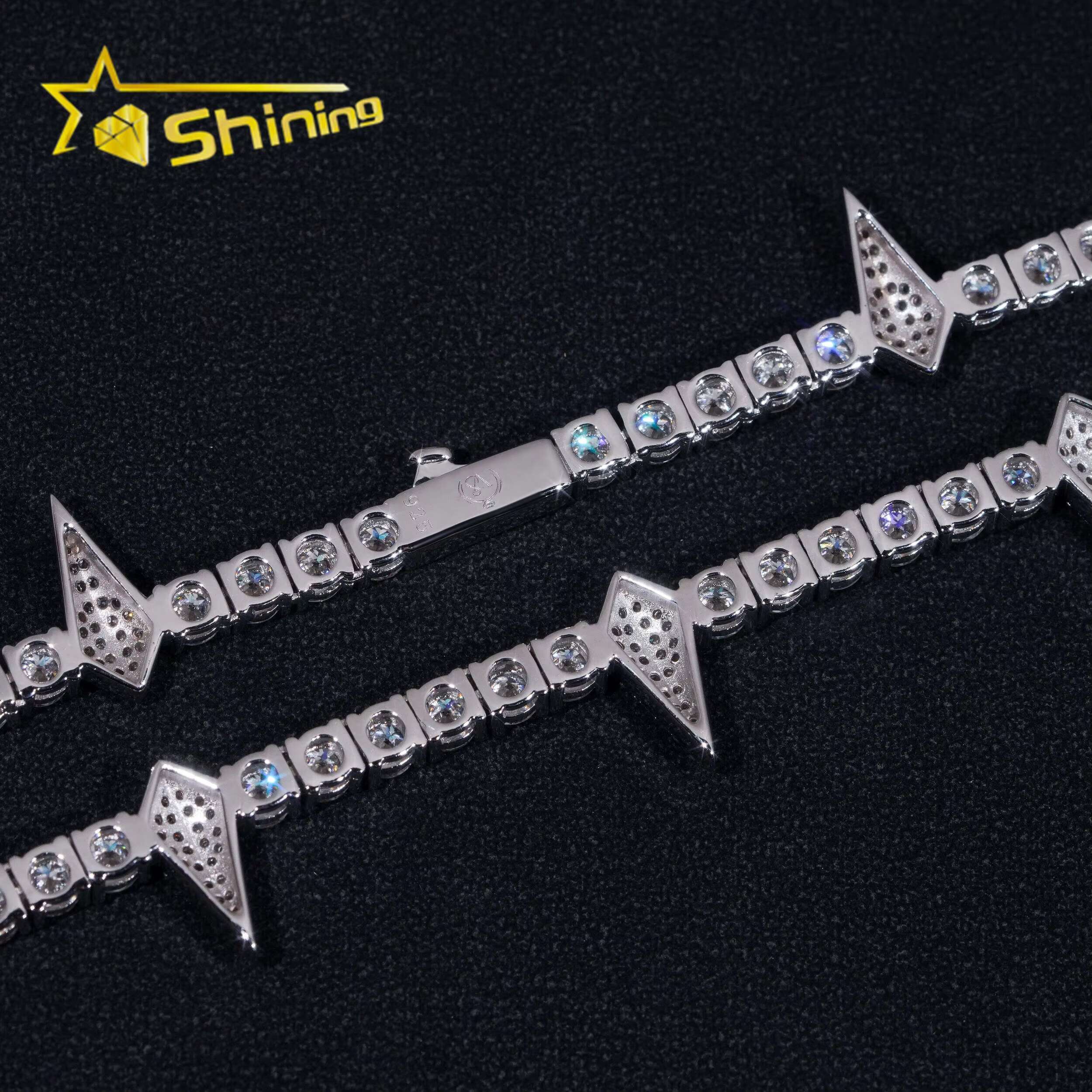 Custom Tennis Necklace Silver 925 New Design Iced Out Vvs Moissanite Diamond Hip Hop Lab Diamond Tennis Chain