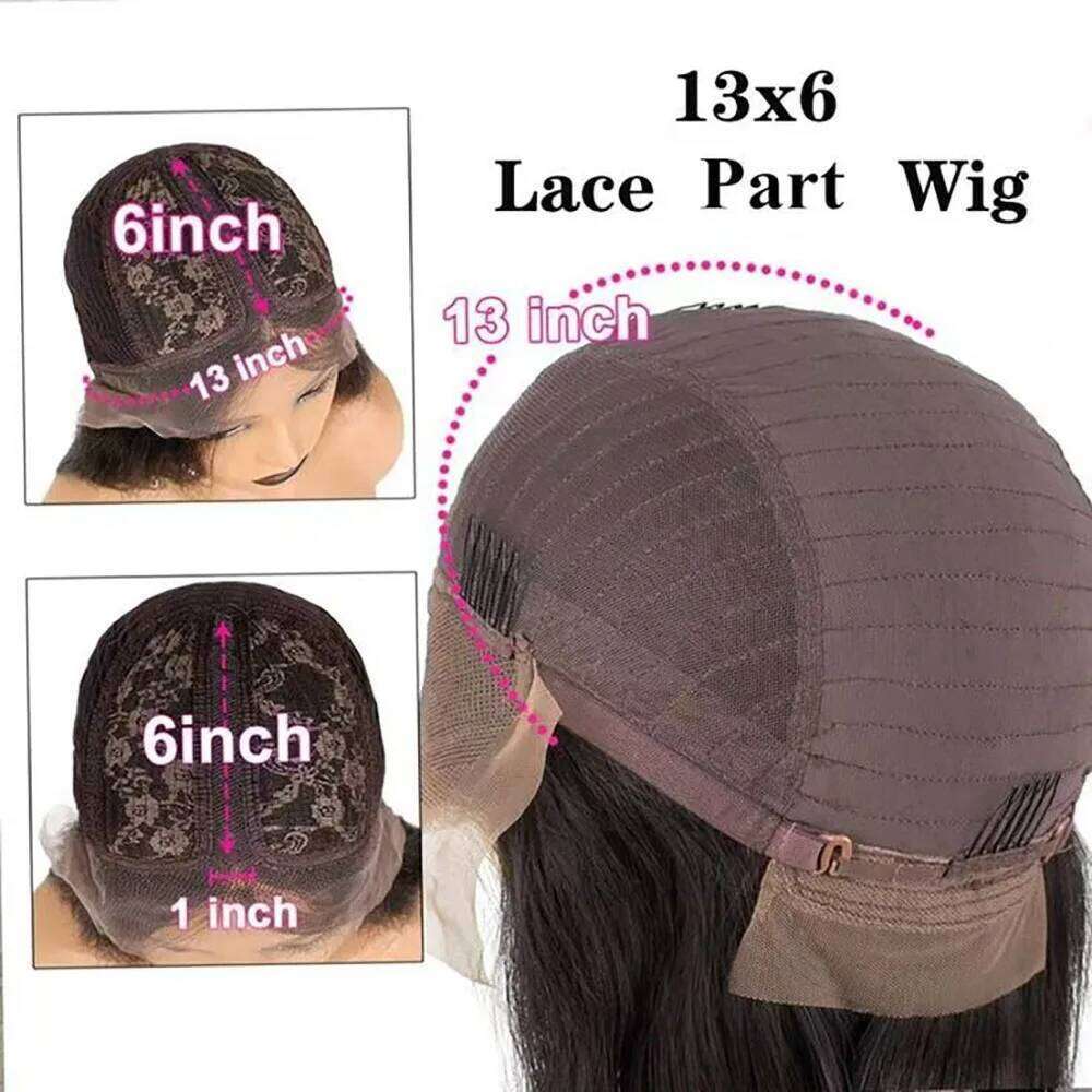 Kinky Straight Front Wig HD Transparent Frontal Remy Human Hair Glueless Lace Part Wigs for Women