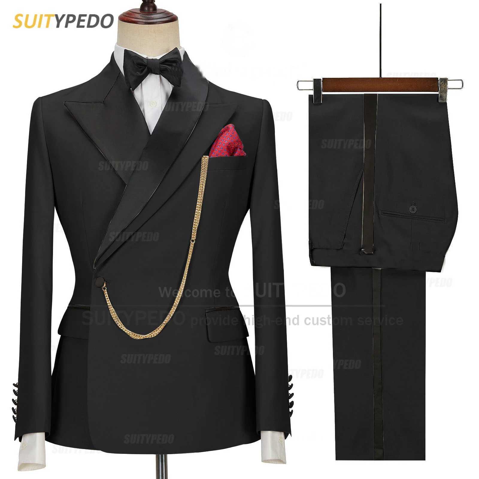 Fashion Peak Lapel Suits Elegant Slim Fit One Button Tuxedo Wedding Birthday Party Blazer And Pants 2 Pieces Suit Attire X250704