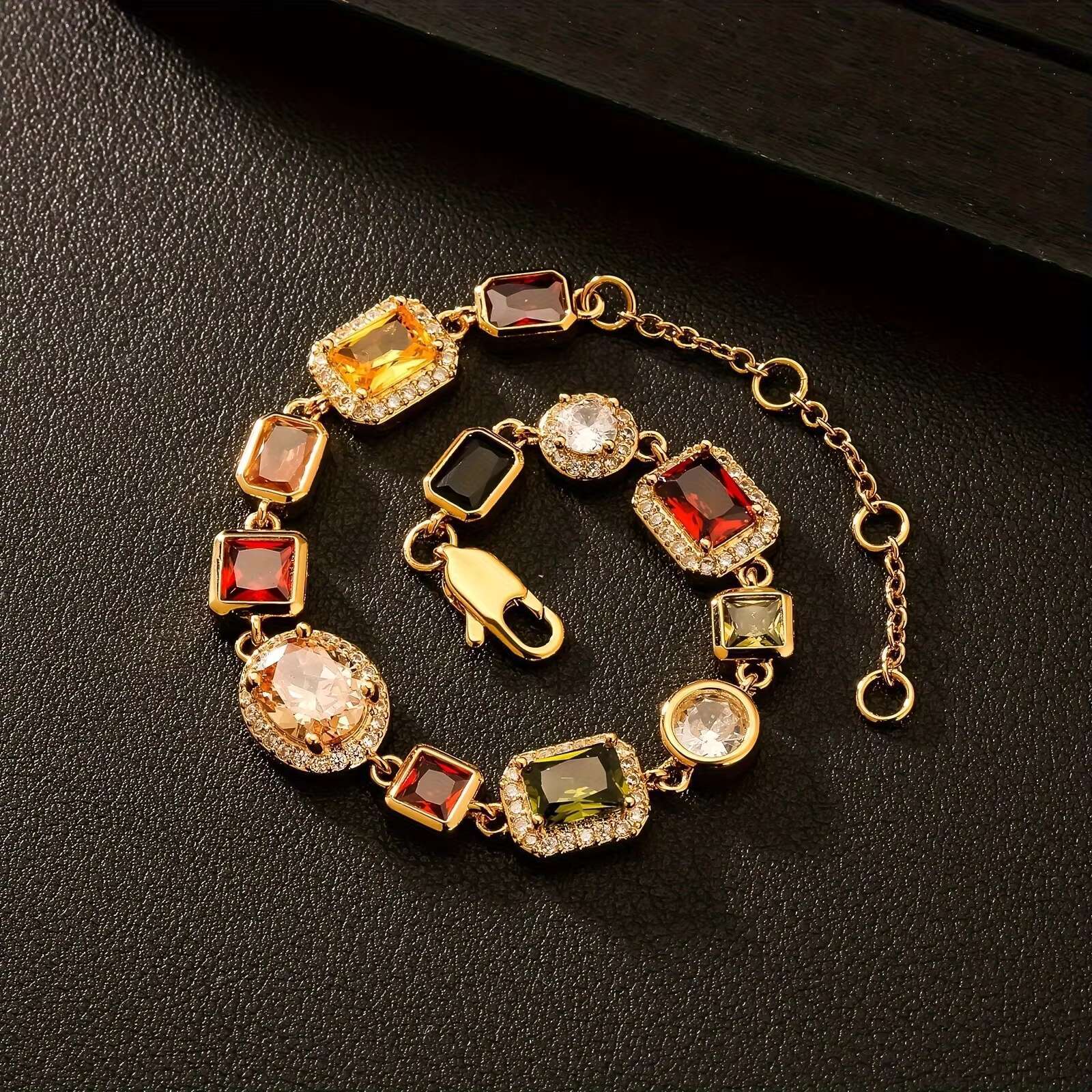 Gorgeous Mixed Gemstone Cross Tennis Chain 5A CZ Enamel Gem 18K Gold Plated Vintage Multi Colored Jewelry Necklace for Women Men