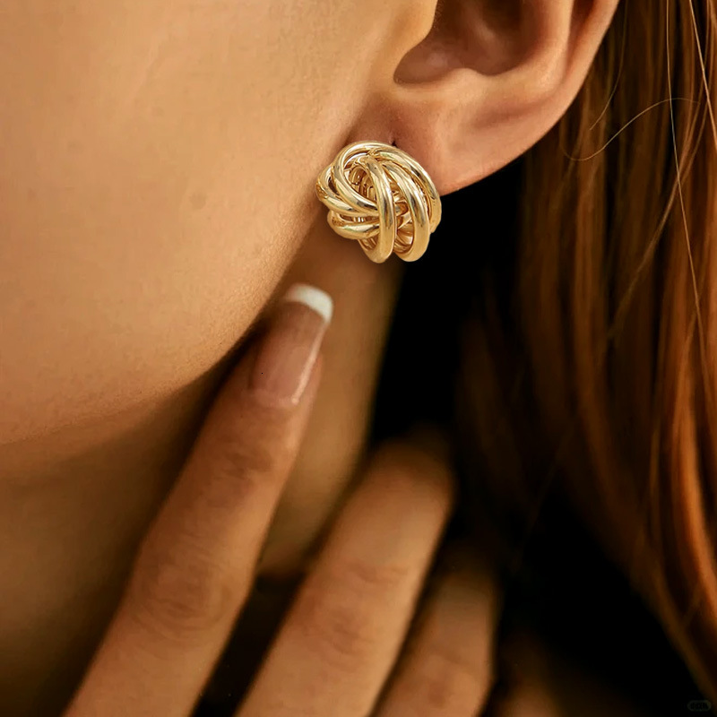 Geometric Hollow Circle Hemispherical Earrings Small Cute Niche Design Ear Jewelry