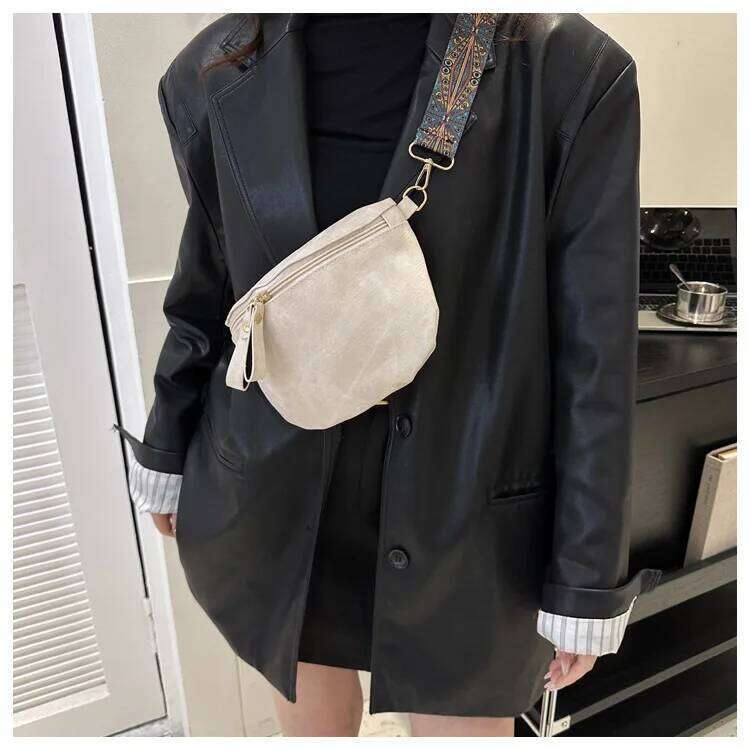 Stylish Hobo Solid Color Satchel Designer Chest Bag Women's PU Leather Waist Bags Wide Strap Fashion Funny Shoulder Pack