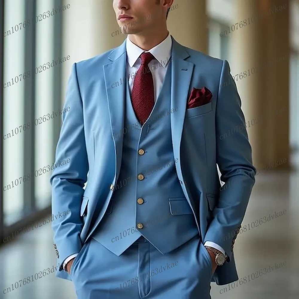 New Dark Green Men Suit Wedding Party Formal Occasion Groom Groomsman Prom Business Male Tuxedos 3-Piece Set Jacket Vest Pants X250704