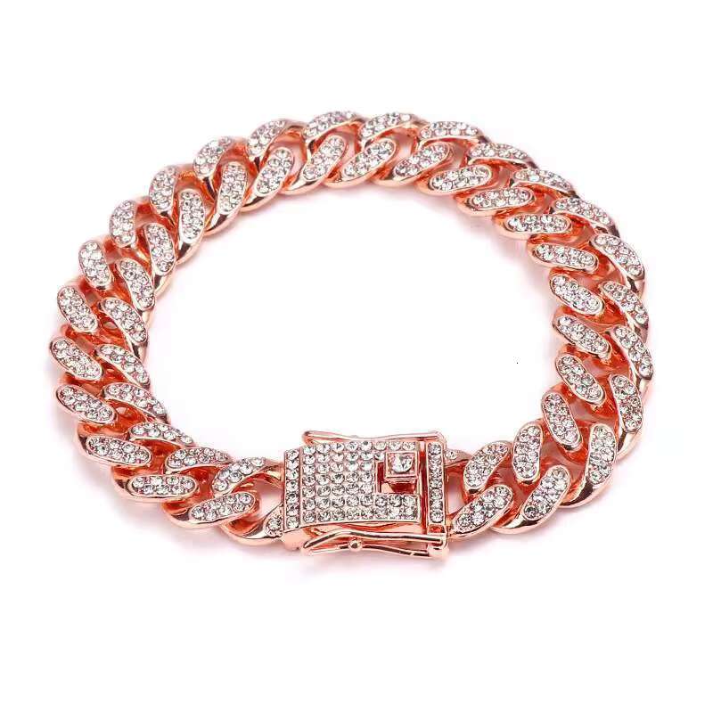 Mens Womens 12MM Miami Cuban Link Bracelet Hip Hop Style Iced Out with Full CZ Prong Diamond Gold Plated for Parties Gifts