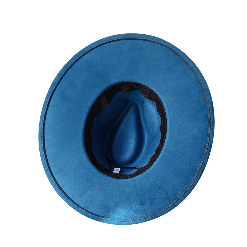 9.5 CM Big brim Jazz Fedora Hat Mens Suede Fabric Heart shaped Top Felt Hat Womens Peacock Green Party Tie Hat 250701