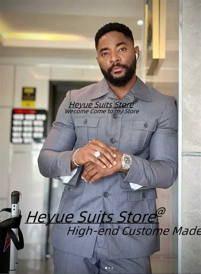 Handsome Gray High-end Men Suits Slim Fit Tailor Made Groom Formal Tuxedos 2 Pieces Sets Elegant Male Blazers Costume Homme X250704