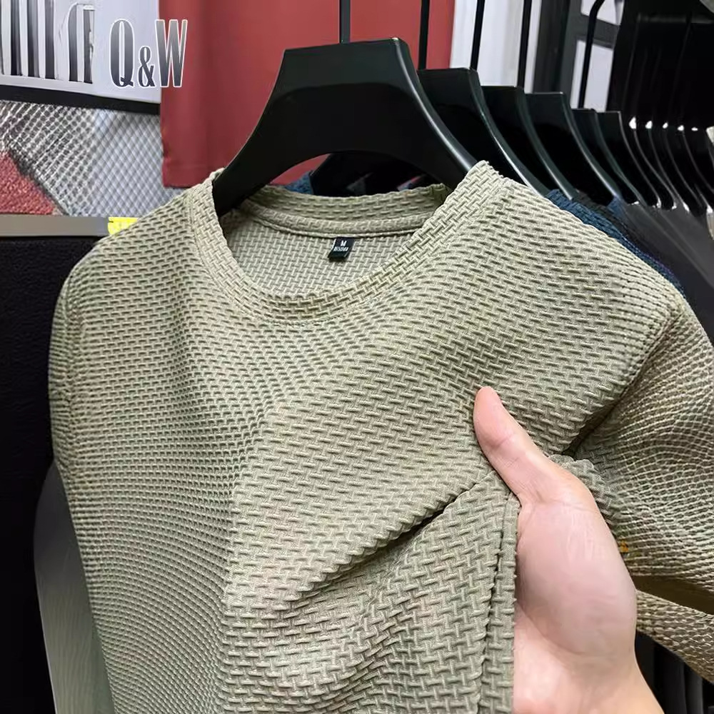Bamboo Fiber Mesh Designer Short Sleeves Ice Silk T-shirt Men Short Sleeve Round Neck 2023 New Hot Sale Blood Men Base Shirt Summer Solid Color Thin