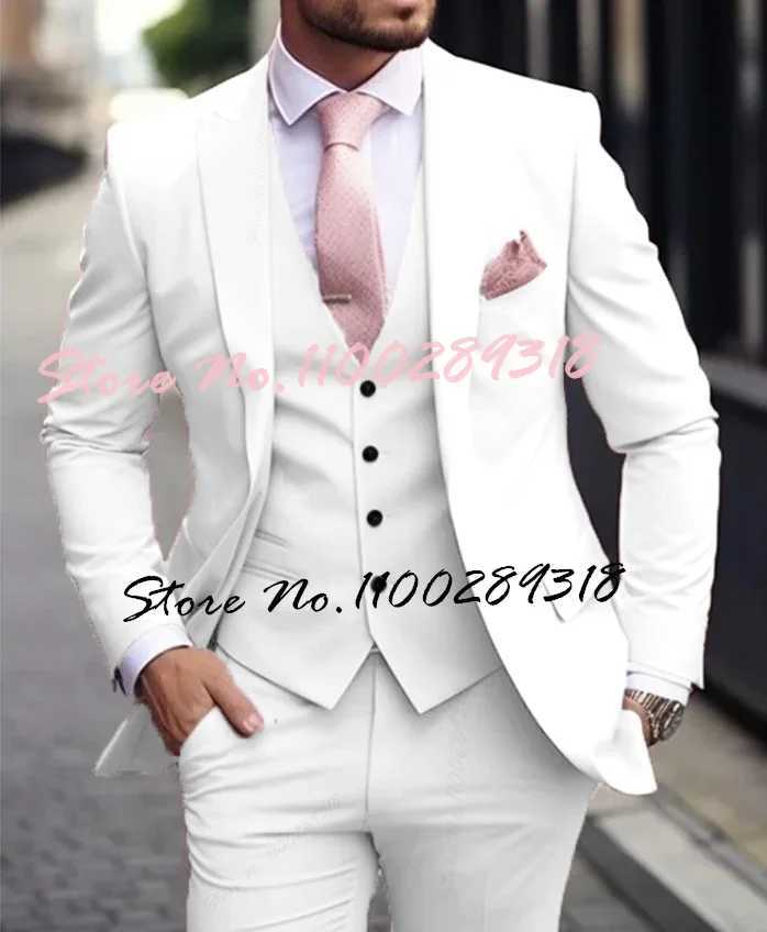 Pink Luxury Mens Suits Terno Formal Outfits 3 Piece Jacket Pants With Vest Slim Fit Luxury Costume Homme Formal Occasion Terno X250704