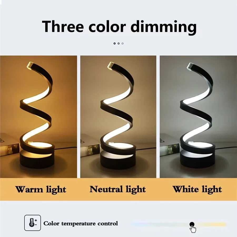 Creative Led Desk Reading Book Light USB Table Lamp Dimmable Night Light Spiral Snake Shape with Button Switch White or RGB Optional XJ250703