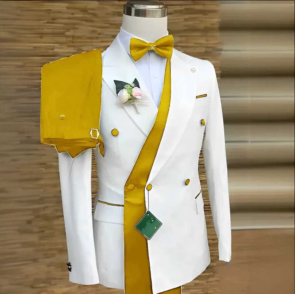 Bespoke Custom White Black Wedding Suit for Men New Design Slim Fit Groom Best Man Wedding Tuxedo Formal Prom Wear 2 Pieces Set X250704