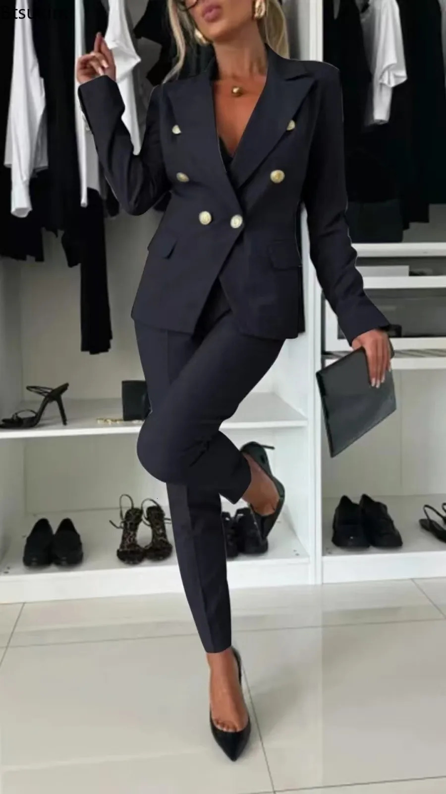 Womens Lapel Button Coat Jacket Pencil Pants Suit Sets Elegant Business Office 2PCS Set Female Slim Blazer Outfits Sets 250703