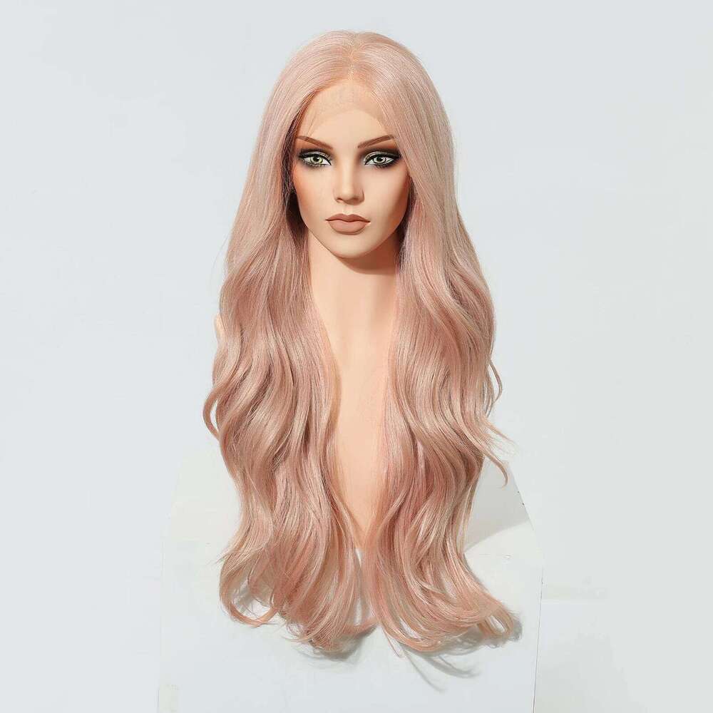 28 inch Long Body Wave Wigs 13*6 HD Transparent Lace Front Synthetic Wig For Women Pink Party Cosplay Fake Hair Natural Hairline