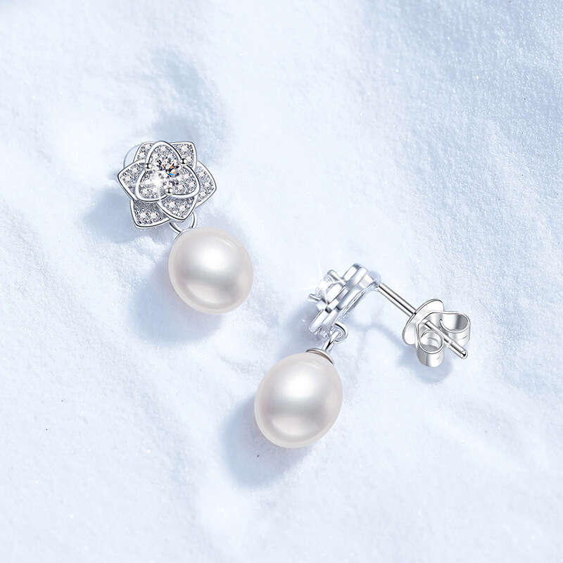 MoiS925S925anite S925 S925terling S925ier Natural FreS925hwater Pearl Camellia VerS925atile High-End EarringS925 for Women 582