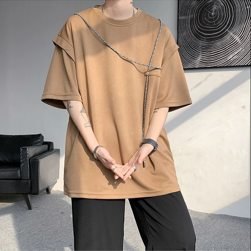 Fake Designer Short Sleeves Two-piece Short Sleeve T-shirt For Men, Summer Design Sense, Niche American Retro High Street Trendy Brand, Loose Heavywei
