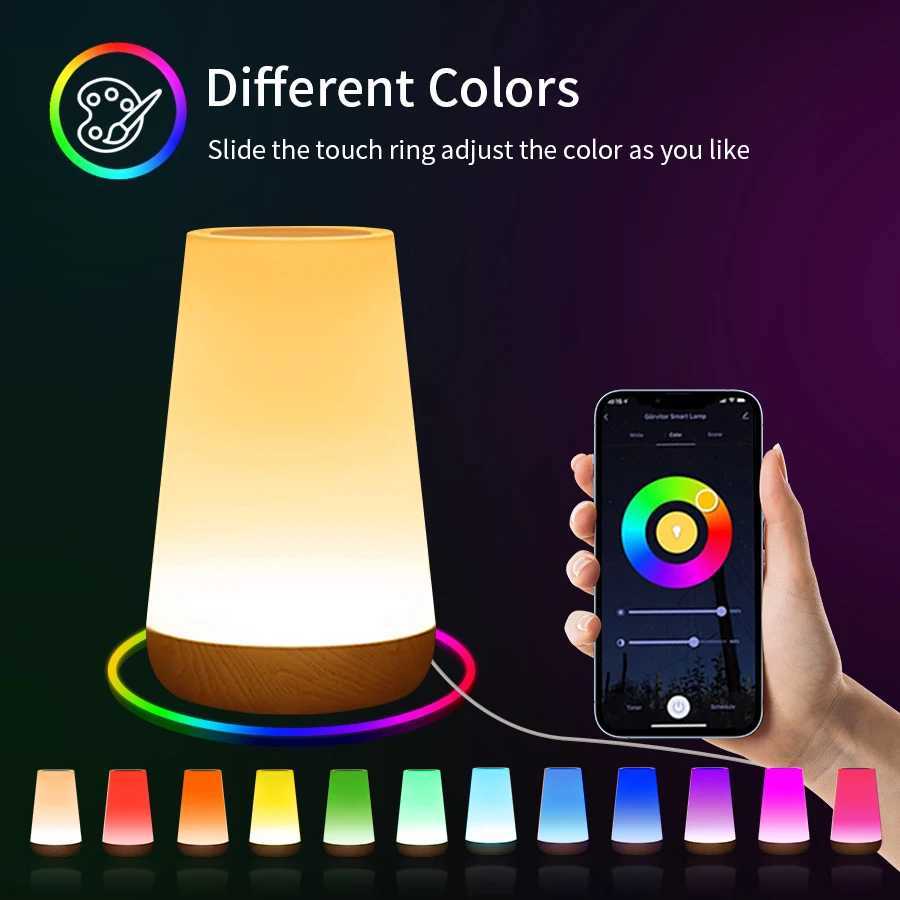 Tuya WiFi Smart Table Lamp Dimmable App Voice Control Desk Lamp RGB Touch Lamps Bedroom Night Light Work with Alexa Google HomeXJ250703