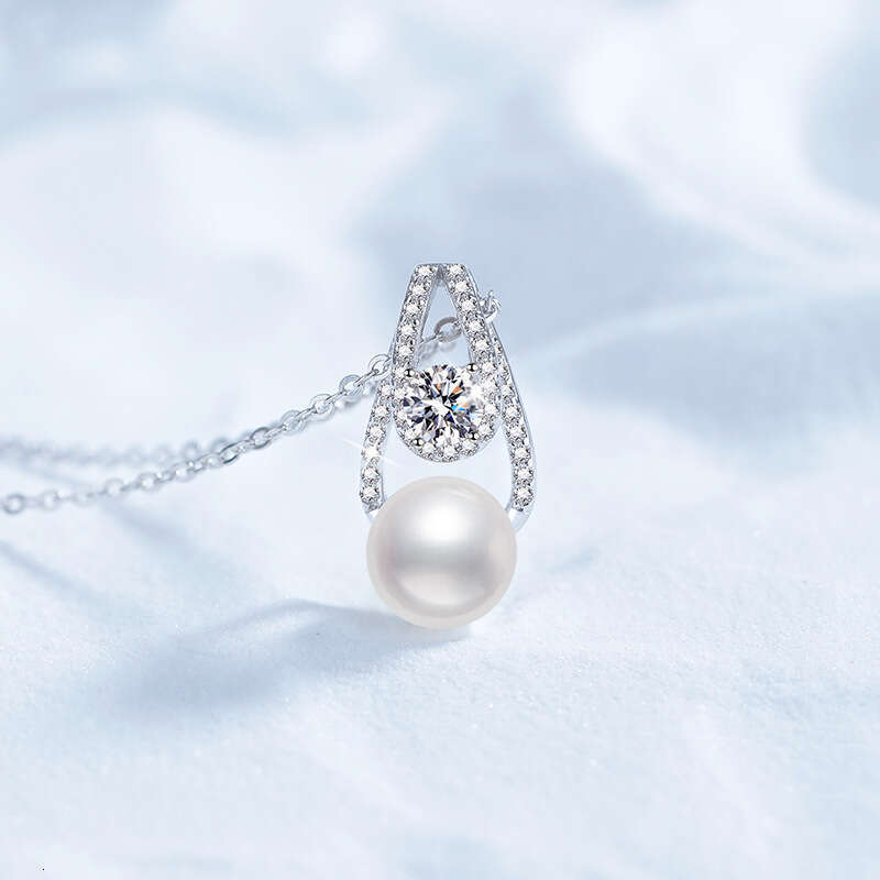 S925 Pure S925ier for Women MoiS925S925anite FreS925hwater Pearl Pendant Necklace 1db
