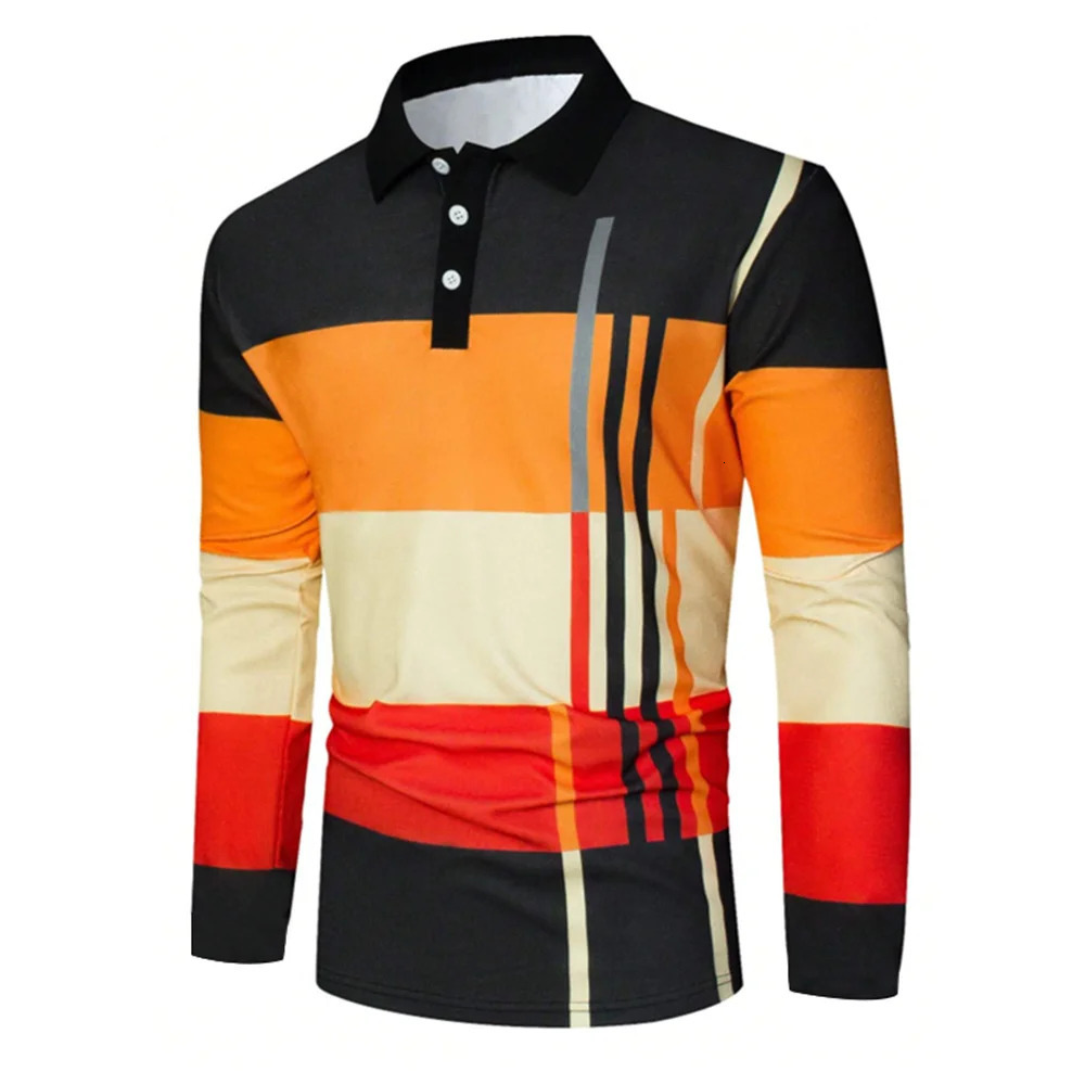 Spring Mens Polo Shirt Long Sleeve Stand Basic Blouse Tee Shirt Top Casual T-shirt Men Shirt 250704