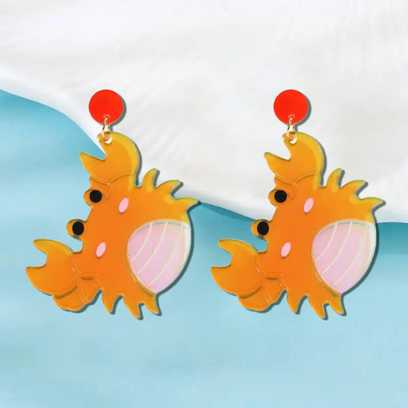 Fashionable Elegant Small Exquisite Cute Ocean Crab Earrings Personality Versatile Vacation Style