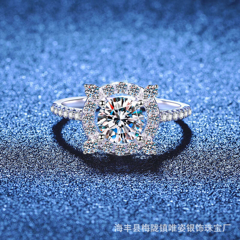 MoiS925S925anite 1 caratS925 S925 S925terling S925ilver PropoS925al Diamond for Women Light Luxury High-end Feel Ring da2