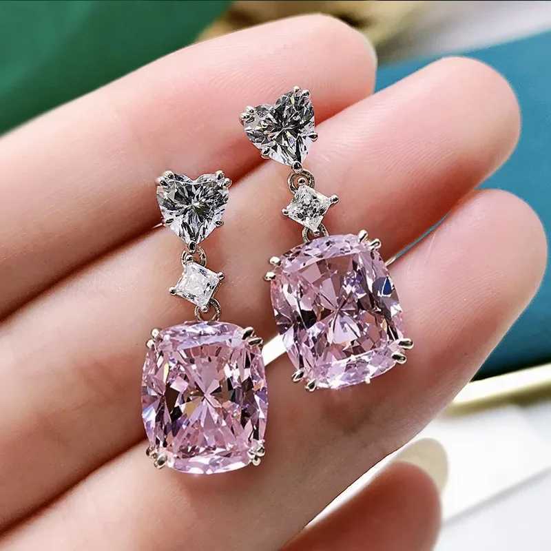 2025 New European and American Pink Earrings for Women Elegant Loving Sweet Light Luxury Geometric Jewelry Accessories Y250704