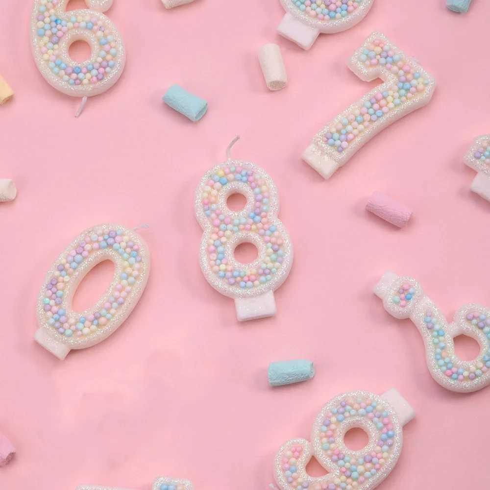 1 Year Childrens Birthday Candle Glitter Colorful White Pearl Original Candles Flameless Birthday Candles for Cakes W250704