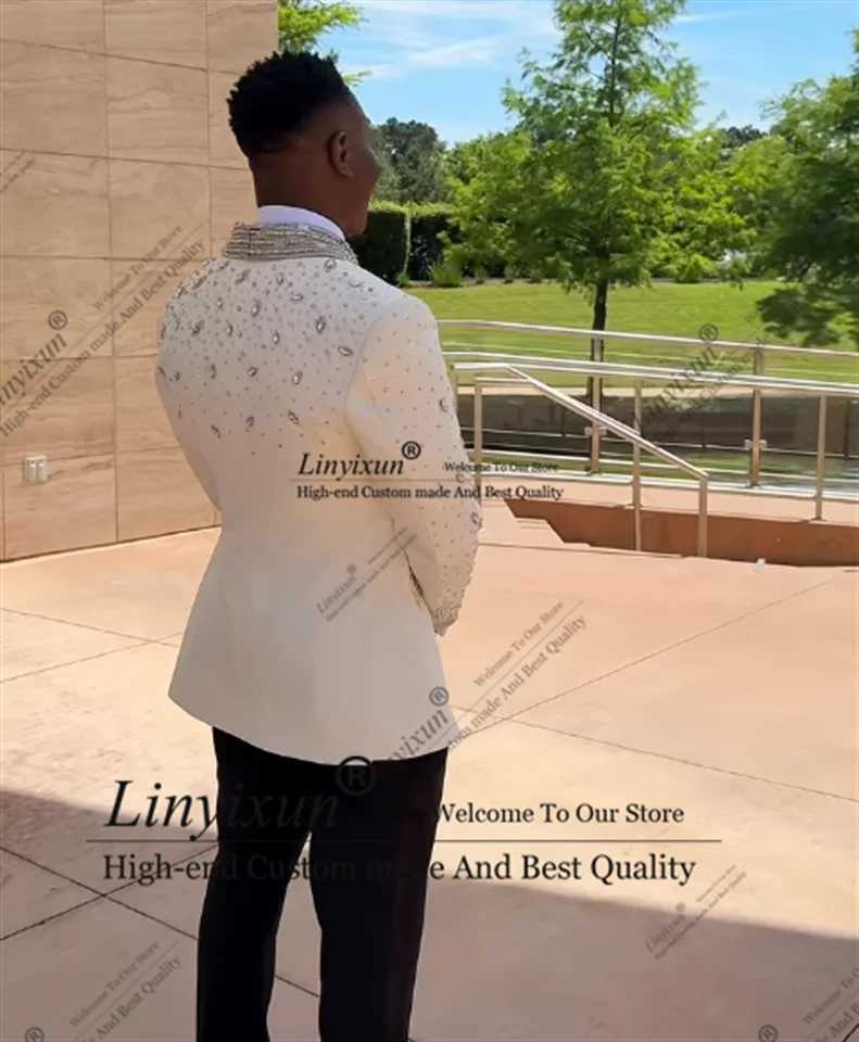 Luxury Diamond Men Suits Shawl Lapel Groom Wedding Tuxedos 2 Pieces Sets Male Prom Blazer Slim Customized suits for men X250704