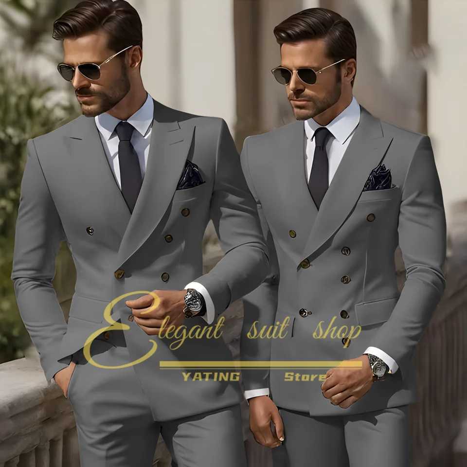 Formal Elegant Stylish Ivory Double Breasted 2 Piece Wedding Suits for Men Classic Tuxedo Bespoke For Groom Prom Party Dres X250704