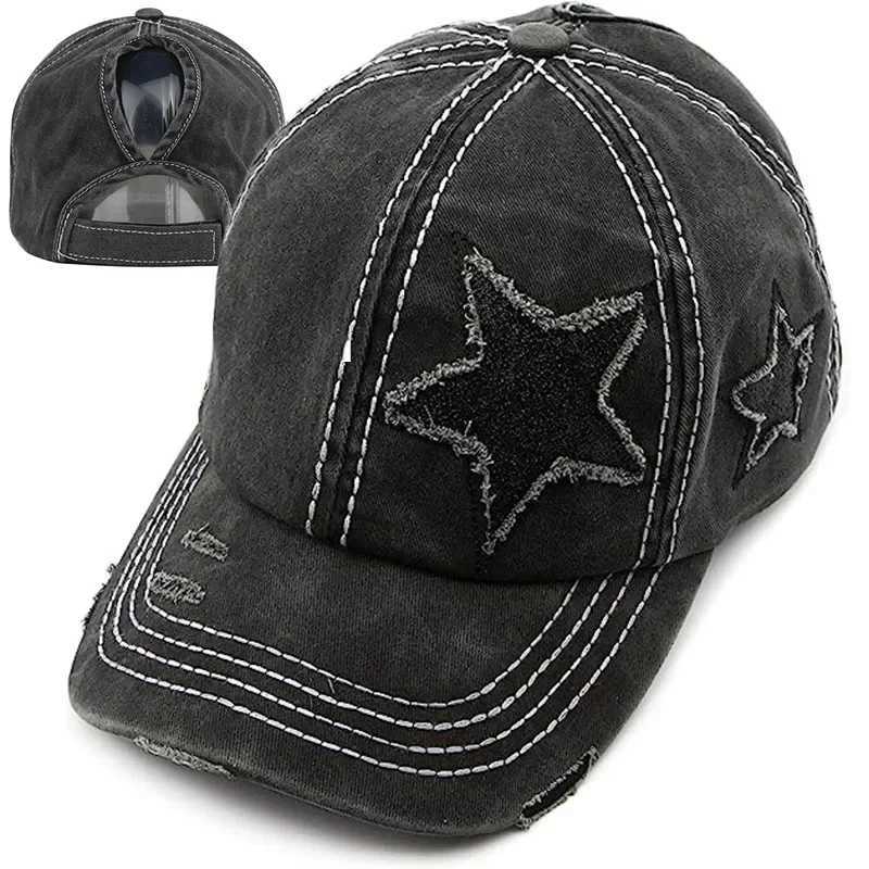Retro Y2K Star Washed Denim Hole star Baseball cap Snapback Hats Autumn Summer fishing Hat Men Wen Caps Casquette hats Gorras X250704