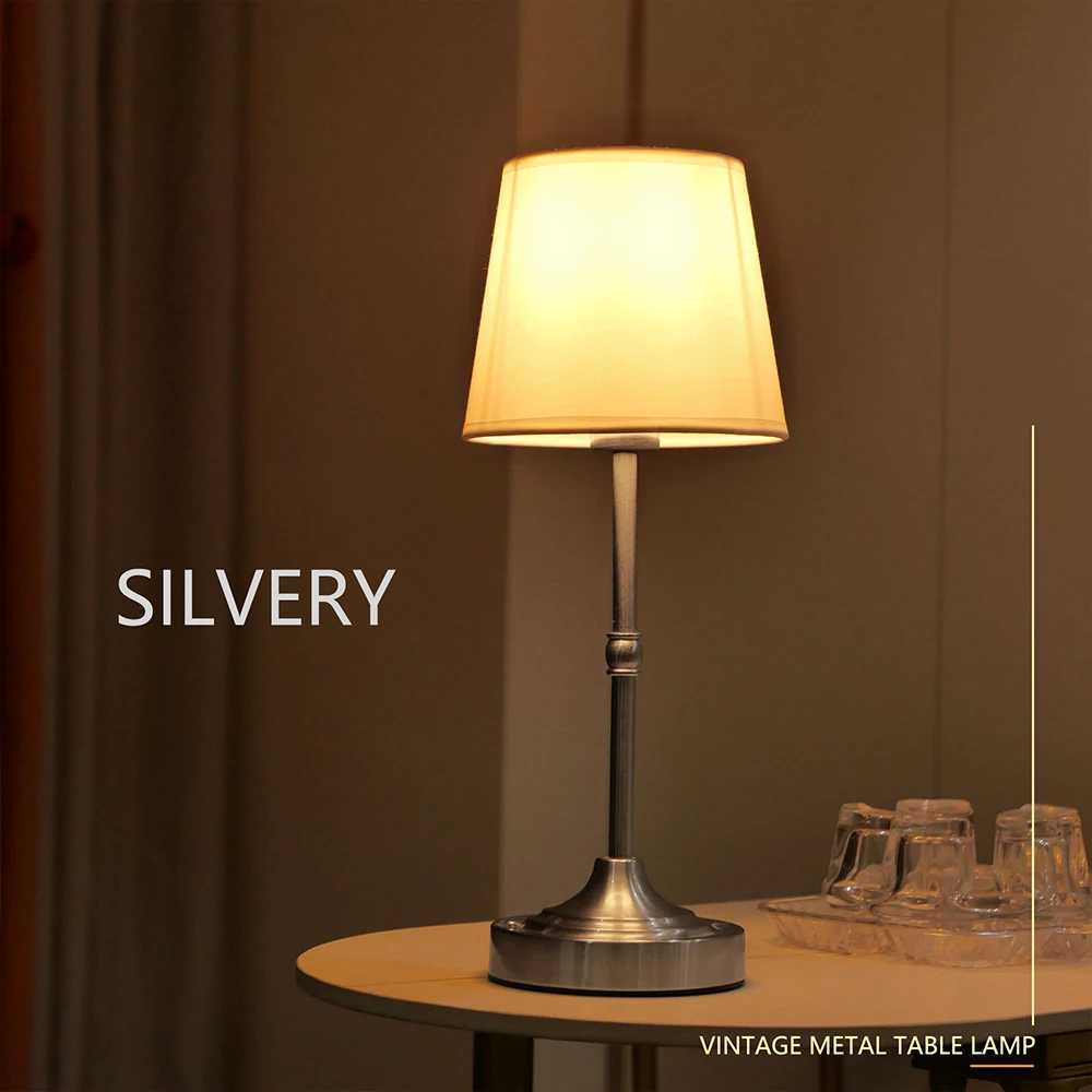 Fabric Desk Lamp Rechargeable Touch Table Lamp Replaceable E12 Bulb 2700K For Restaurant Hotel Room Bedside Decor LighingXJ250703