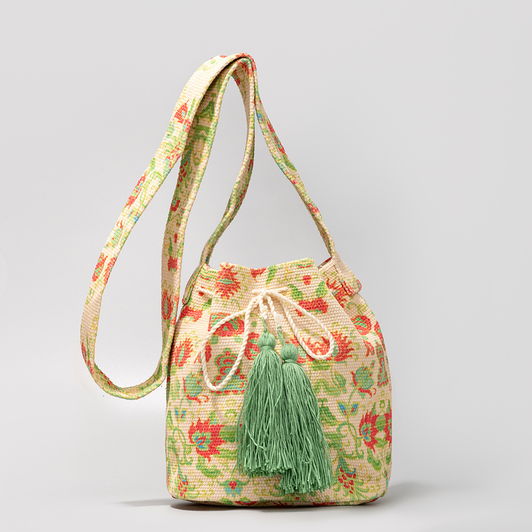 Free Shipping Designer Bucket Bag Bohemian Ethnic Style Women's Canvas Bag Printed New Canvas Commuting Bag
