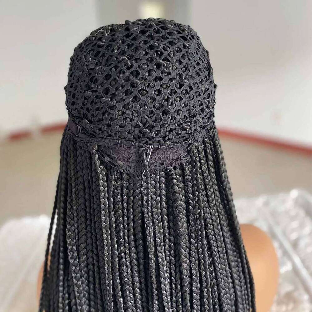 Long Box Braided 4x4 With Baby Hair Twist Braids Lace Closure Wigs For Black Women Synthetic Cosplay Wig 30 Inch
